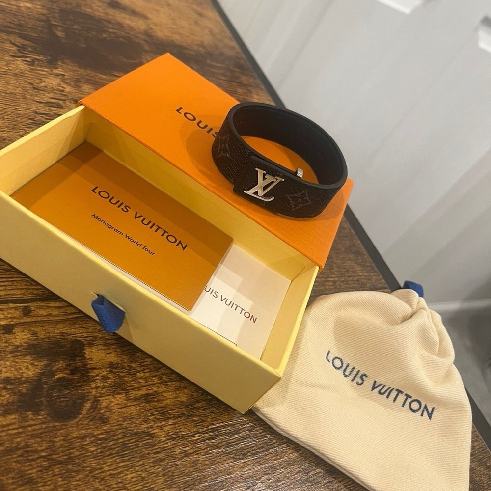 Louis Vuitton Dark Brown Bracelet with Silver Monogram